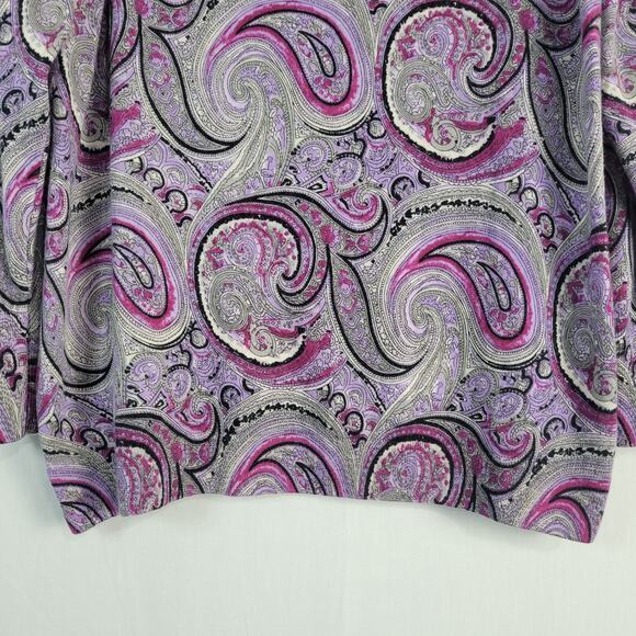 Talbots Merino Wool Gathered Shoulder Paisley Sweater Top size 2XP purple office - Picture 5 of 7